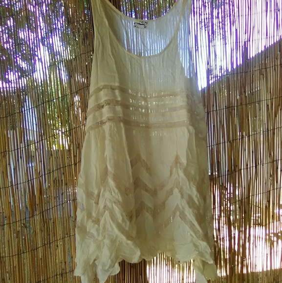 Free People voile and lace trapeze slip ivory tea - Picture 3 of 7